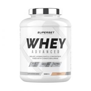 Superset Nutrition - 100% Whey Proteine Advanced (2kg) - 74% de protéines - Isolat + Concentrat + Hydrolysat, Digestion optimisée, Riche en BCAA et en glutamine - Cookies (FITADIUM, neuf)
