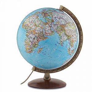 Tecnodidattica – Globe terrestre National Geographic Edge Classic | Cartographie physique et politique | Lumineux | Socle en bois et méridien en métal | Textes en français | Diamètre 30 cm (Globes géographiques Tecnodidattica, neuf)