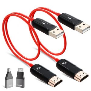 HDMI sans Fil, Transmetteur HDMI sans Fil avec Emetteur et Récepteur pour Streaming TV, Streaming Réunion, 1080p HD-MI Extender 2,4/5 GHz pour Ordinateur Portable, Home Cinéma (Rouge) (Anytrox-EU, neuf)