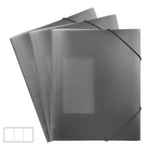 FRETONBA Pochette Cartonnée a4, Chemise Cartonnée A4 3 Pièces, Classeurs et Chemises Fixation de la Bande élastique, Pochette Plastique Matériau PP Robuste et Durable, Pochette Elastique, Noir (FRETONBA, neuf)