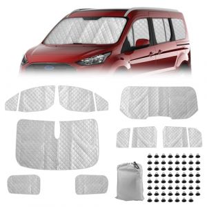 Pare-Soleil de Pare-Brise de Voiture Compatible avec Ford Grand Tourneo Connect (LWB) 2013-2022, 12 Pièces Cabine de Conducteur à Tapis Thermique, Couverture de Pare-Soleil de Voiture Interne (splendis, neuf)
