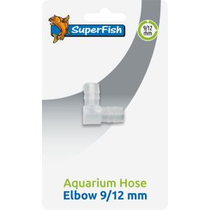 Superfish Coude pour Tuyau d'Aquarium, 3 Tailles, 9/12mm, 12/16mm ou16/22mm, Plastique Transparent, Connecteur en L (9/12 mm) (L'Aquarium, neuf)