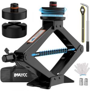 IMAYCC Mise &agrave; Niveau Cric Voiture 3T/3000kg,Universel Crique Voiture avec 2 Tampon Caoutchouc, Portable Cric de Levage avec Cl&eacute; pour &Eacute;crous de Roue, Kit Urgence Automobile pour SUV MPV VoitureTesla (LuisVei-FR, neuf)