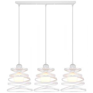 iDEGU Suspension Luminaire Moderne Créatif Lustre Plafonnier de Design Cage à Spirale en Cascade Vintage Rétro E27 Lampe Suspension pour Chambre Salon Salle à Manger, 20cm, Blanc (3 Lampes - Barre) (IDEGU, neuf)