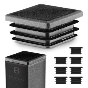 EMFA Bouchon Tube Carré 10x10 mm Noir – Embout à Lamelles en Plastique – Capuchon 1x1 cm – Lot de 8 (EMFA GmbH, neuf)