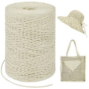 LEREATI Rafia Naturel Bobine 1.5mm x 300m Raphia &agrave; Crocheter Rafia Crochet, Fil de Raphia &agrave; Crocheter pour Sac, Chapeau, Paniers, Emballage Cadeau, Bricolage D&eacute;coration (Blanc Laiteux) (LEREATI, neuf)