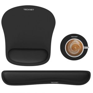 TECKNET Tapis de Souris Ergonomique 3 en 1, Repose-Poignets Clavier et Dessous de Table, Kit de Mouse Pad en Mousse &agrave; m&eacute;moire de Forme pour Ordinateur de Bureau, Gamer, Antid&eacute;rapant et Pliable (TerraGrow-EU, neuf)