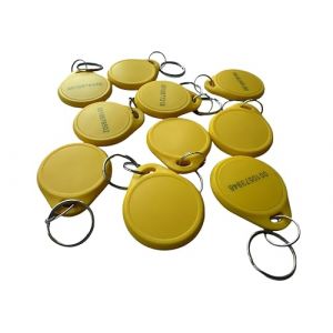 YARONGTECH Lot de 10 porte-cl&eacute;s RFID double fr&eacute;quence 125 kHz EM4100 et puce RFID 1K 13,56 MHz, jaune, Dual Frequency (Yarong Tech RFID, neuf)