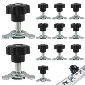 Vaskula 12 Pi&egrave;ces Rail Arrimage M8 X 45 Rail D'arrimage D'extr&eacute;mit&eacute; Raccord &agrave; Vis pour Rails D'arrimage Poign&eacute;e avec Bouton en Forme D'&eacute;toile Rail Aero pour Rails de Guidage de Camping Car (WSCHUAN, neuf)