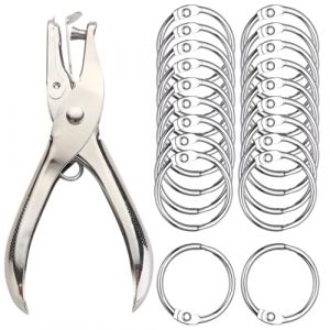 VAEIORP 1 Pcs Perforatrice 1 Trou, M&eacute;tal, Poin&ccedil;on avec 20 Anneaux, Perforeuse (Longueur 12,5 cm, Diam&egrave;tre du Trou 3 mm) (shenzishumaoyi, neuf)