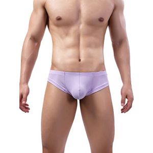 Faringoto Sous-vêtements en fil de soie glacée pour homme, couleur unie, string respirant, violet, M (Faringoto, neuf)