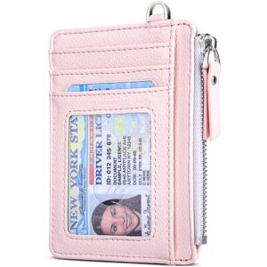 Teskyer Portefeuille Femme, Porte Carte Bancaire, Petit Portefeuille Femme, Porte Cartes de Credit, Cuir PU, RFID, avec Fermeture &eacute;clair, contenir Jusqu&rsquo;&agrave; 8 Cartes, Minimaliste, Rose Clair (Shamall EU, neuf)