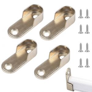 YUVKIN 4 Pièces Support de Tringle Penderie en Métal avec 8 Vis pour Barre de Penderie, Tringle Penderie, Penderie Vetement Dressing, Support Tringle (HerEdit, neuf)