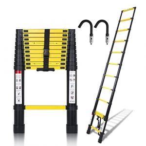 Randaco 3.2M &Eacute;chelle T&eacute;lescopique avec 2 Crochets Amovibles, Escabeau Telescopique Aluminium, Extensible Echelle Extensible Antid&eacute;rapante Echelle Polyvalente Charge Max 150 kg, Noir Jaune (Webeco Business shop, neuf)