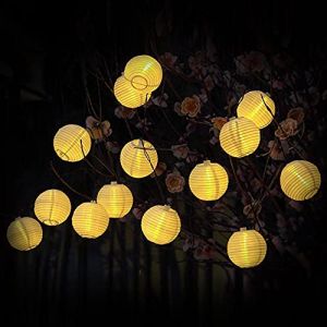 Guirlande Lumineuse Lampe Solaire Exterieur Jardin, 10 LED 3.5M Lampe Lampion D&eacute;coration No&euml;l Guirlande Guinguette Lanternes Solaire Etanche IP65 (Blanche Chaude) (Raopuzi, neuf)