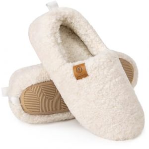 EverFoams – Pantoufles en mousse à mémoire de forme en fausse laine pour femme Blanc crémeux, 36/37 EU (Evolve Ltd., neuf)