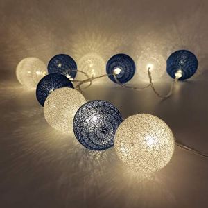 6cm Guirlande Lumineuse Boule Coton, DOTBUY Decoration Noël, LED Guirlande Lumineuse à Piles, Enfant, Chambre Mariage Halloween Décorations Multicolore (bleu marin,3.3M/20LED) (DOTDOT SHOP, neuf)