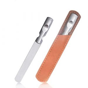 Olakin Lime &agrave; Ongles en Acier Inoxydable, Limes &agrave; Ongles Polissoir en M&eacute;tal Double Face avec Poign&eacute;e Antid&eacute;rapante, Limes &agrave; Ongles avec &Eacute;tui en Cuir pour Homme, Femme, Enfant, Manucure Cosm&eacute;tique (MengXin Store, neuf)