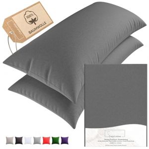 CozyCotton taie Oreiller 50x80 Lot de 2 (Gris). Housses de Coussin 100% Coton Jersey. Housse de Coussin pour Coussin 50x80cm avec Fermeture éclair. Taie d'oreiller. Coussin Certifié Oeko-Tex (CASALINA Home Textile, neuf)