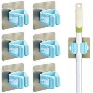 EJRUP 6 Pi&egrave;ces Accroche Balai Mural,Sans Percage Porte Balais Mural, Range Balai Mural,Accroche Balai Mural, pour la Cuisine, L'escalier, La Salle de Bain, Le Garage(Bleu) (Anilalowbility, neuf)