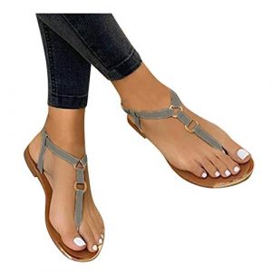 Sandales Compens&eacute;Es Pour Femme Classiques - Piscine Plage Sandales Claquette Femme &eacute;T&eacute; Sandale Femme Cuir Sandales Plates Toe Comfy Chaussures Mules Talon Haut Tongs Pantoufles D&eacute;Contract&eacute;Es (Promotion Nouvel An, neuf)