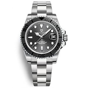 Montre Homme Pagani Design Montre M&eacute;canique Automatique Mouvement &Eacute;tanche 100M Verre Saphir Lunette C&eacute;ramique Acier Inoxydable Montre de Plong&eacute;e PD-1651 Yacht Master(Noir) (Pagani Design Limited, neuf)