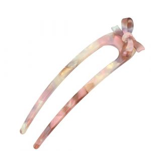 Épingle à cheveux française en forme de U, fourchettes à cheveux françaises - Épingle à cheveux en forme de U - Épingle à cheveux en acétate de cellulose avec nœud papillon - Épingle à cheveux à 2 (qiwenr, neuf)