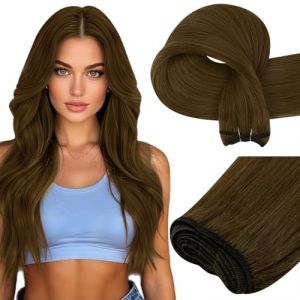 Easyouth Extension Cheveux Naturel Tissage Brun Extension a Tissage Cheveux Humain Brun Foncé Extension de Tissage Remy Lisse 30 cm 70g (Easyouth Hair, neuf)