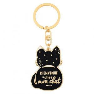 Manahia Porte Cl&eacute;s Chat Bienvenue Chez Mon Chat &ndash; Cadeau Humour Cr&eacute;maill&egrave;re & Anniversaire &ndash; Accessoire Sac &Eacute;maill&eacute; Dor&eacute; pour Cat Lover &ndash; Id&eacute;e Originale Femme & Amie (Manahia, neuf)