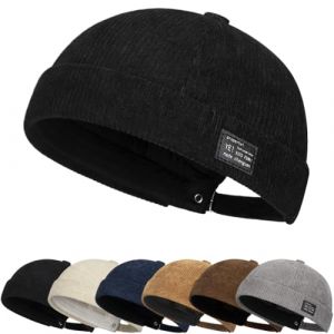Casquette Docker Coton Bonnet Unique Street D&eacute;contract&eacute; Brimless Chapeau Docker Bonnet Bob Homme Femme Chapeau sans Bord Marin Travailleur Casquette sans Visi&egrave;re Roul&eacute; (Cozyan, neuf)