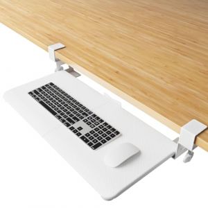 NearHub Grand plateau de clavier coulissant sous le bureau avec syst&egrave;me de fixation en C extra robuste, 66 cm (76,2 cm y compris les pinces) x 11 tiroirs coulissants sous le bureau pour clavier (NearHub, neuf)