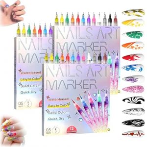 Stylos gel Cafeteriap 12 couleurs, stylos gel Exclaifmula 12 couleurs, marqueurs nail art, feutres acryliques, vernis à ongles, dessin et peinture for nail art(3pcs) (qinbeibeist, neuf)