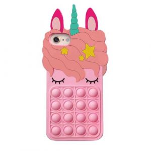 Asgens Fidget Pop Coque pour iPhone 6/6S/7/8/SE 2020, Jolie Licorne Magique Rose Clair, Soulage la Pression des Bulles, Coque de T&eacute;l&eacute;phone Souple en Silicone pour Apple 6/6S/7/8/SE 2020 4,7" (TRD Direct, neuf)