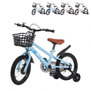 XUANYU V&eacute;lo Enfant pour 2 &agrave; 8 Ans avec Roues Stabilisatrices, Draisienne V&eacute;los avec P&eacute;dales et R&eacute;trop&eacute;dalage pour D&eacute;butant, VTC pour Fille et Gar&ccedil;on (Bleu 16 Pouces) (XUASHW, neuf)