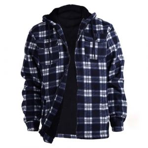 G&eacute;n&eacute;rique Veste en Franelle avec Doublure &Eacute;paisse &agrave; Carreaux avec Fermeture &Eacute;clair Chemise de B&ucirc;cheron pour Homme Sweat-shirt d'Hiver avec Poche sur la Poitrine Veste Chemise pour Homme, bleu marine (H2621Lyuqin, neuf)
