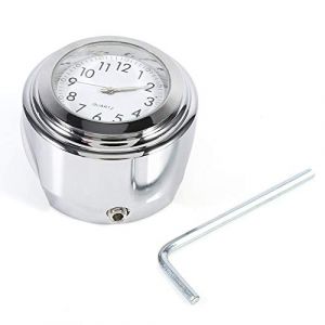 Aramox Montre de Guidon, Moto Blanche 7/8 "1" Montre de Guidon étanche Montre numérique résistante aux Chocs Moto Horloge de vélo Guidon Cadran Lumineux (Seinad, neuf)