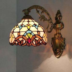 Mengjay Appliques murales, applique murale Tiffany avec abat-jour de verre teinté et cadre en métal, appliques murales applique murale vintage pour salon intérieur couloir escaliers couloi (Style.A) (ShenShuai Official store, neuf)