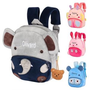 NGTSFLY Sac &agrave; Dos B&eacute;b&eacute; avec Broderie de Nom Personnalis&eacute; Sac Personnalisable Enfant Sac Animaux pour B&eacute;b&eacute; Fille Gar&ccedil;on 1-3 Ans (&Eacute;l&eacute;phant) (ChuHai-EU, neuf)