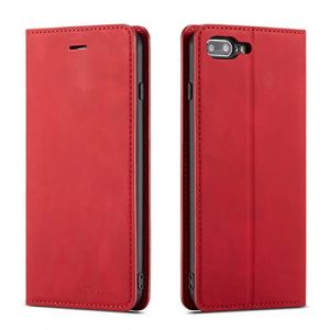 QLTYPRI Coque pour iPhone 7 Plus/iPhone 8 Plus, Housse en Cuir Premium PU Portefeuille Etui, [Fentes pour Cartes] [Fermoir Magn&eacute;tique] [Stand Fonction] Flip Coque pour iPhone 7 Plus/8 Plus - Rouge (zhihen, neuf)