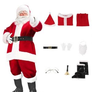 Costume PèRe NoëL Grande Taille, Deguisement Pere Noel Moto PièCes Costume DéGuisement Complet Habit Pere Noel Tenue Pour Hommes Pour Hommes Adultes Adolescent (RUITOTP, neuf)