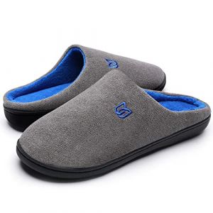 WateLves Chaussons Homme Pantoufle Femmes Hiver Court Peluche mémoire Mousse Chaud Coton Mixte Adulte (Gris Bleu, 40/41EU) (MingZhaoMaoYi-EU, neuf)