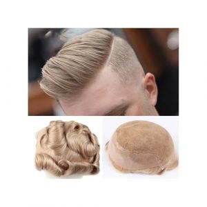 Perruque pour homme, Syst&egrave;me de remplacement de cheveux humains Remy for hommes Toupet hommes Postiches Base France Dentelle avec,Perruque blonde(Sliver White,8x10) (zhuyanbo, neuf)
