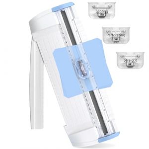 Meafeng, 3 en 1, Massicot, A5, Coupe Papier, Guillotine, pour Home, Verrouillage Automatique, avec Règle d'extension, pour le Papier, les Photos, les Coupons et les étiquettes (Bleu) (LanMen, neuf)