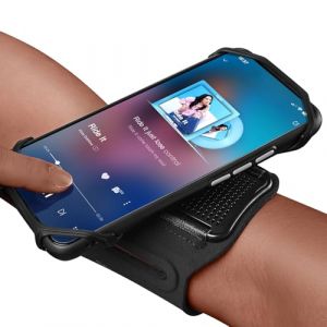 MMOBIEL Brassard de Sport Brassard T&eacute;l&eacute;phone Sport 360&deg; Rotatif - Support de T&eacute;l&eacute;phone pour iPhone 17 16 15 14 Pro Max, Samsung Galaxy S25 S24 S23 S&eacute;ries, Adapt&eacute; Smartphones de 4.5 &agrave; 7.5 Pouces - Noir (Menko Telekom, neuf)