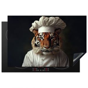 KitchenYeah© Protection Plaque Induction 80x52 cm Protege Deco Cuisine Cache Protège De Cuisson Accessoires Tigre - Vêtements de Cuisine - Marron (KitchenYeah, neuf)