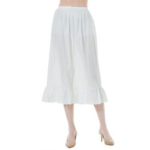 BEAUTELICATE Jupon sous-Jupe sous-Robe Lingerie en Pur Coton &Agrave; Volant Broderie Anglaise Ample Grande Taille De Femme Fille &Eacute;t&eacute; Longue Style Volants - Ivoire-80cm, XXL (BEAUTELICATE-FR, neuf)