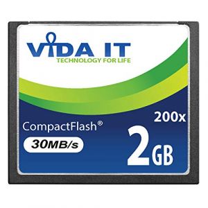Vida IT Carte M&eacute;moire CF Compact Flash 2 Go Vitesse 200x Vitesse 30 Mo/s IDE 50 Broches pour Appareil Photo num&eacute;rique Canon EOS 10D 20D 20Da EOS 300D 30D 350D 400D 40D 50D 5D Mark II EOS 7D EOS D30 (Vida Electronics, neuf)