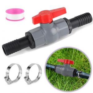 Bogoro Vanne à Bille avec Raccord de Tuyau,Robinets À Boisseau Sphérique en PVC,Vanne D'arrêt Filetage Intérieur,1 Vanne D'arrêT Filetage IntéRieur 1 1/4"(40mm), 2 Douilles de Tuyau 32mm (Bogoro, neuf)