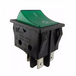 LEVSEB Interrupteur &agrave; bascule 2 p&ocirc;les (4 broches) 16 A 250 V AC 30 x 22 mm Interrupteur &agrave; bascule vert &eacute;clair&eacute; (MixWare MegaShop, neuf)