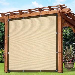Voile d'ombrage rectangulaire - Filet d'ombrage avec &oelig;illets respirant protection solaire filet d'ext&eacute;rieur d'ombrage pour serre terrasse jardin plantes serre cl&ocirc;ture enclos camping beige (JHSFJH, neuf)